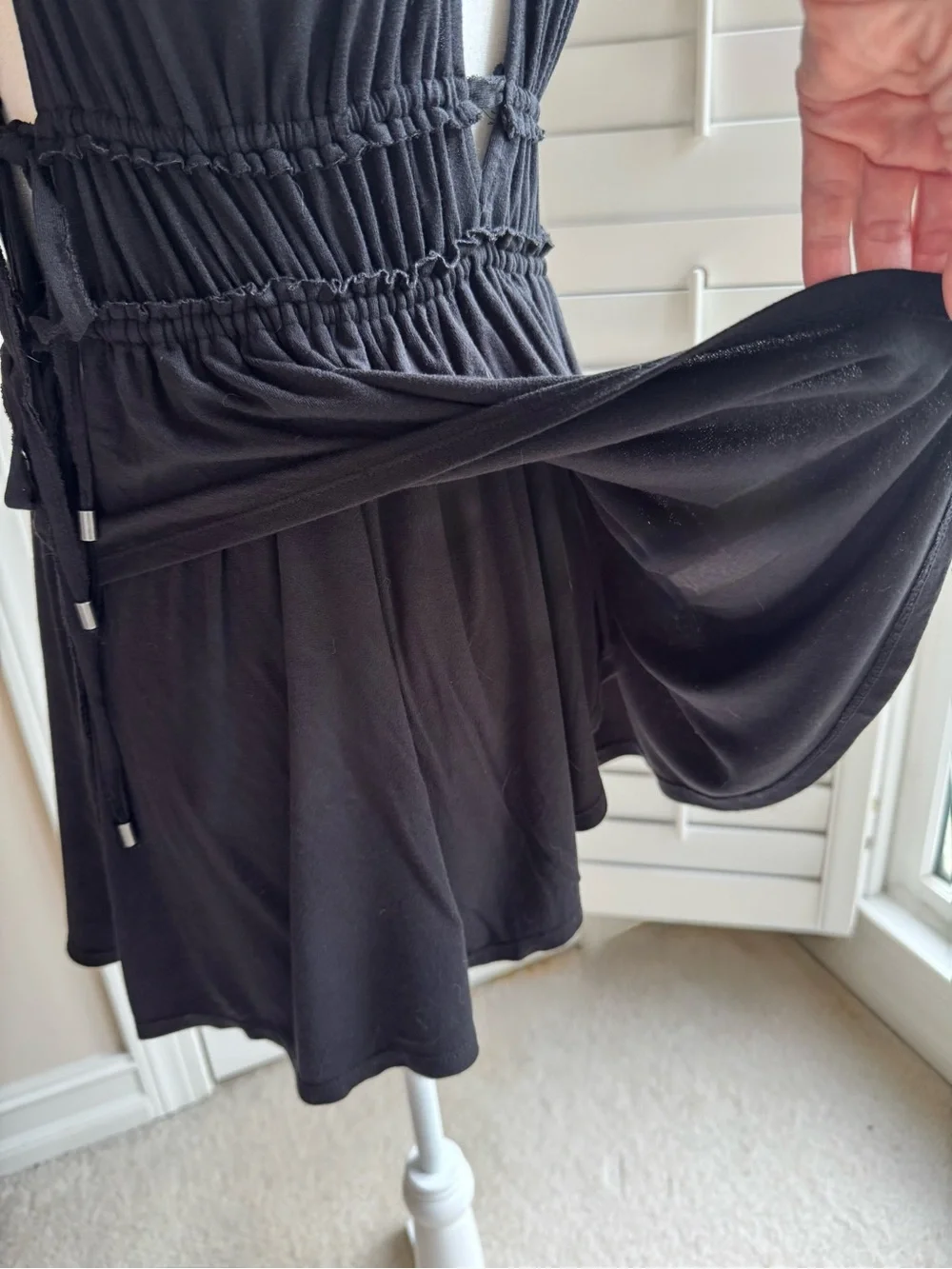 Free People Black Deep V Mini Dress